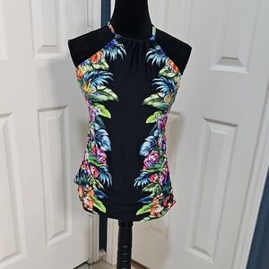 Venus Floral Print High Neck Tankini Adjustable Size 14 Top Only